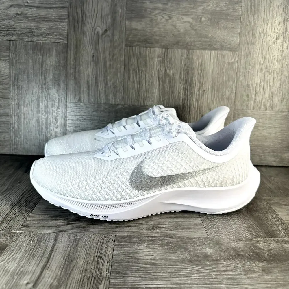 Nike Power Flight Sneaker Womens 10 White Silver Running Athletic NEW FV6290-100